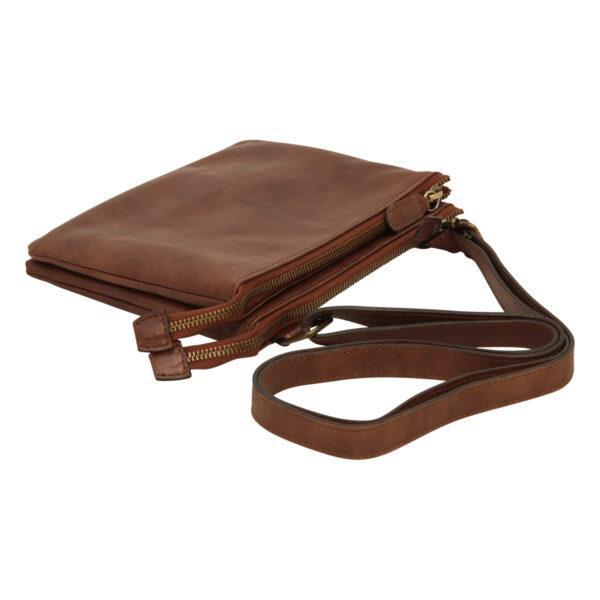 Borsa a tracolla di vitello pieno fiore. Marrone - immagine 2