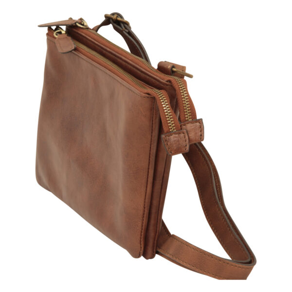 Borsa a tracolla di vitello pieno fiore. Marrone - immagine 3