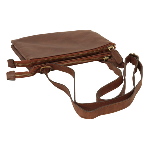 Borsa a tracolla di vitello pieno fiore. Marrone - immagine 5
