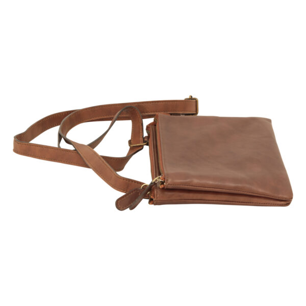 Borsa a tracolla di vitello pieno fiore. Marrone - immagine 6