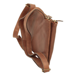 Borsa a tracolla di vitello pieno fiore. Marrone
