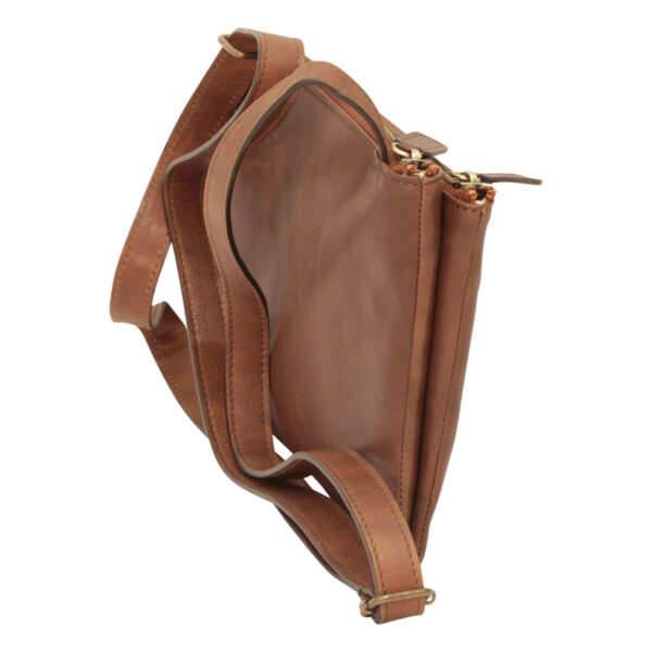 Borsa a tracolla di vitello pieno fiore. Marrone