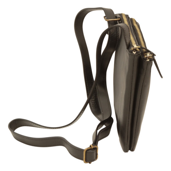 Borsa a tracolla di vitello  pieno fiore. Nero - immagine 3