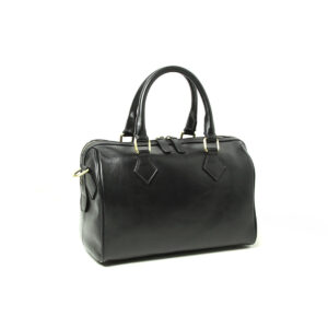 Bauletto due manici in pelle. Nero