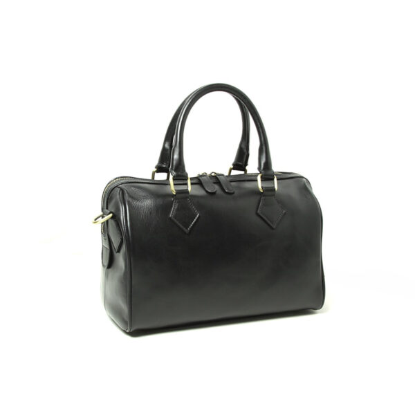 Bauletto due manici in pelle. Nero