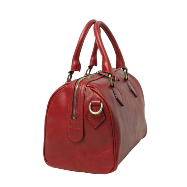 Bauletto due manici in pelle. Rosso - immagine 2