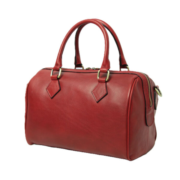 Bauletto due manici in pelle. Rosso - immagine 3