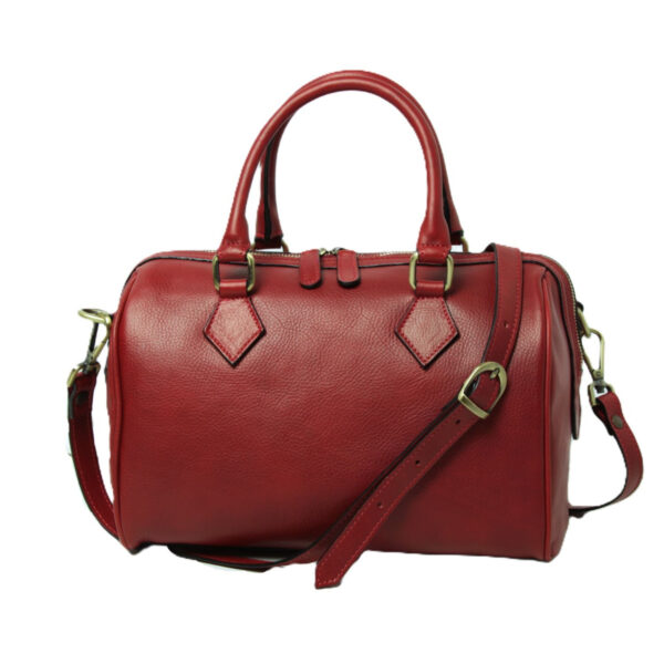 Bauletto due manici in pelle. Rosso - immagine 5