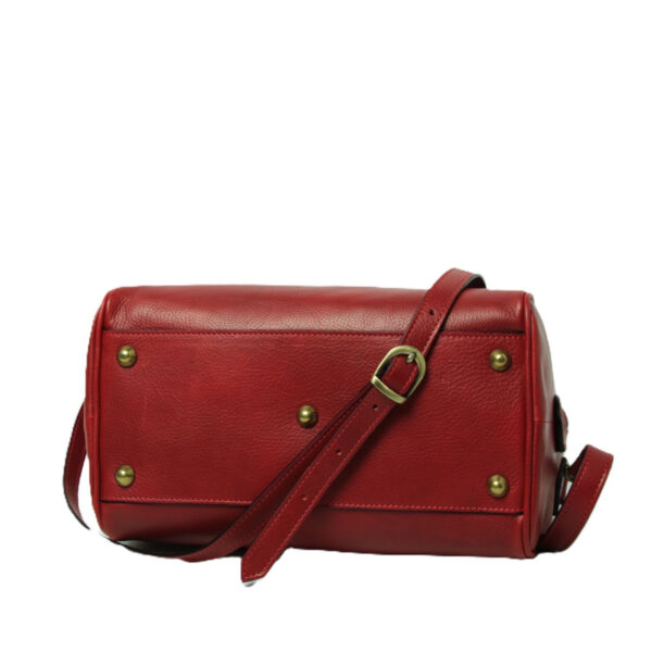 Bauletto due manici in pelle. Rosso - immagine 6
