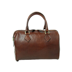 Bauletto due manici in pelle. Marrone