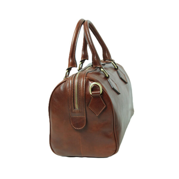 Bauletto due manici in pelle. Marrone - immagine 2