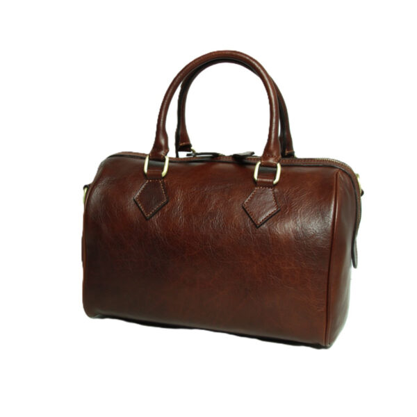 Bauletto due manici in pelle. Marrone - immagine 3
