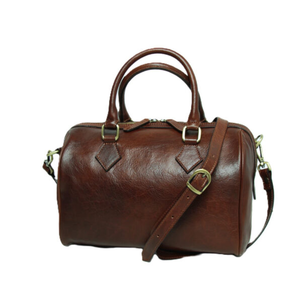 Bauletto due manici in pelle. Marrone - immagine 4