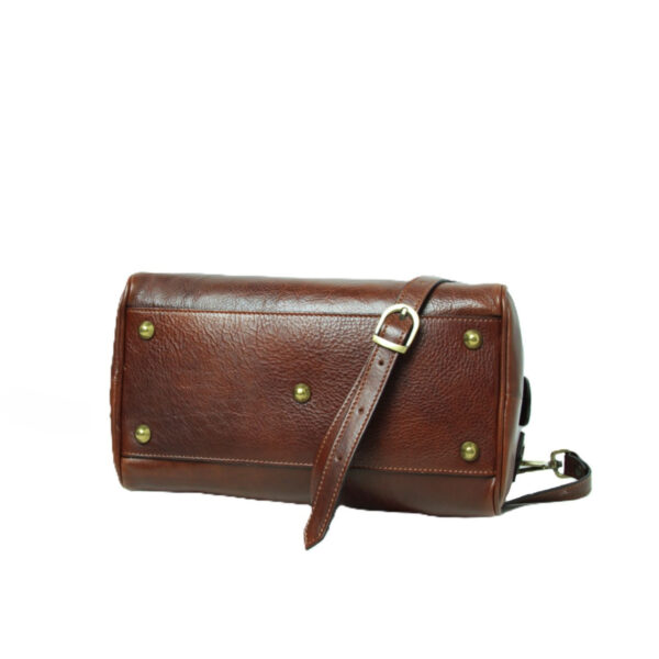 Bauletto due manici in pelle. Marrone - immagine 5