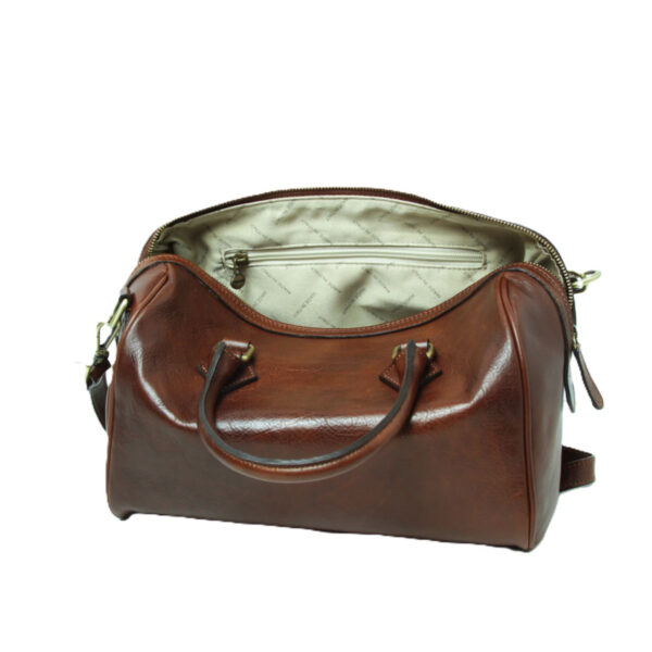 Bauletto due manici in pelle. Marrone - immagine 6