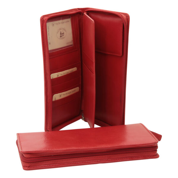 Portafoglio in pelle da viaggio. Rosso