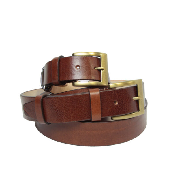 Cintura in pelle piatta. Marrone - immagine 3