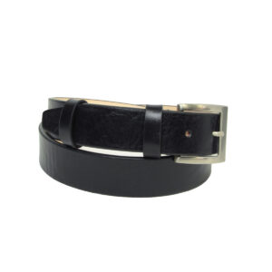 Cintura piatta in pelle. Nero