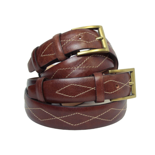 Cintura in pelle alta 35 mm. Marrone