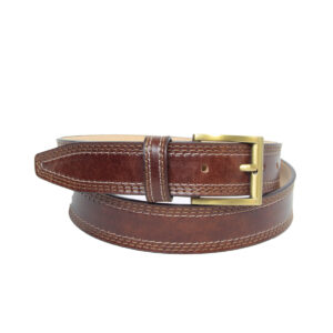 Cintura in pelle alta 35 mm. Marrone