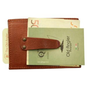 Porta carte in pelle con molla. Marrone