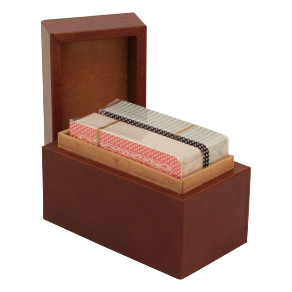 Scatola Porta Carte in pelle. Marrone - immagine 3