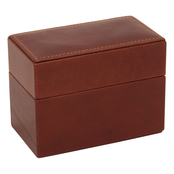 Scatola Porta Carte in pelle. Marrone - immagine 4