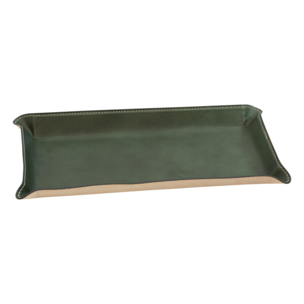 Vassoio da scrivania in pelle. Verde - immagine 2