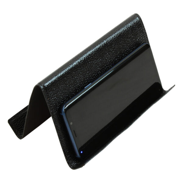 Supporto in pelle per ipad e iphone. Nero - immagine 3