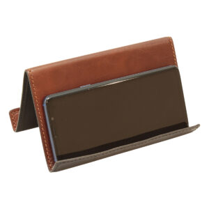 Supporto in pelle per ipad e iphone. Marrone