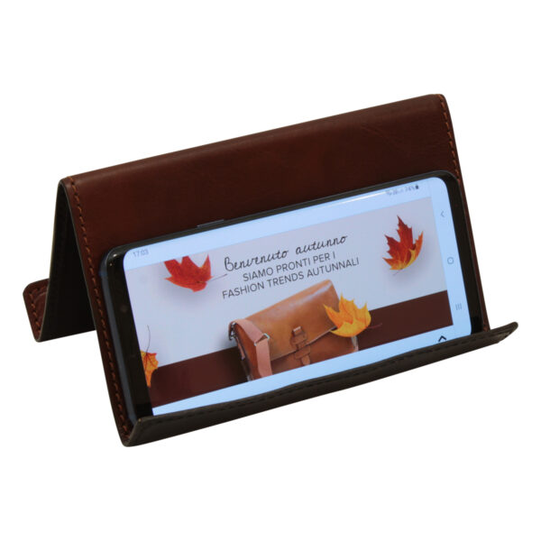 Supporto in pelle per ipad e iphone. Marrone - immagine 2
