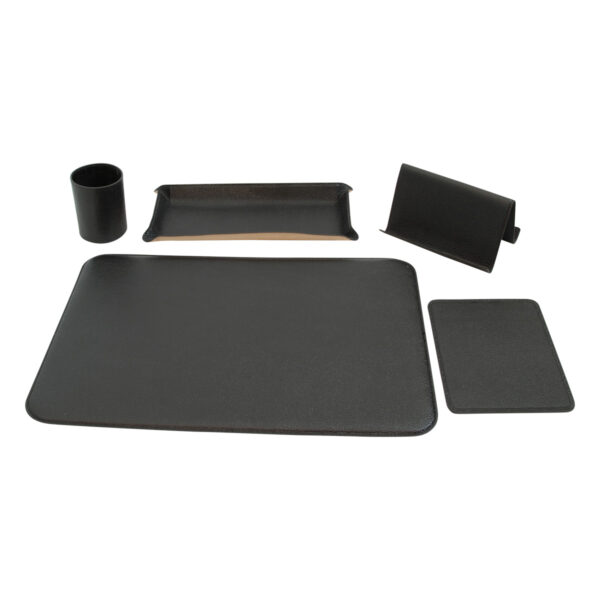 Set da scrivania in pelle - 5 pz Nero - immagine 2
