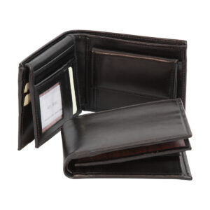 Portafoglio in pelle con portamonete. Nero con RFID