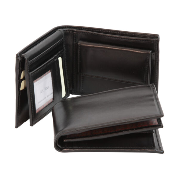 Portafoglio in pelle con portamonete. Nero con RFID