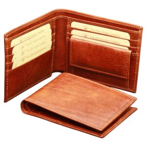 Portafoglio con porta monete in pelle. Marrone con RFID