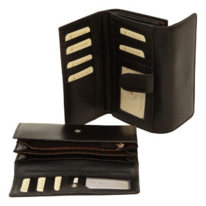 Portafoglio da donna in pelle. Nero con RFID