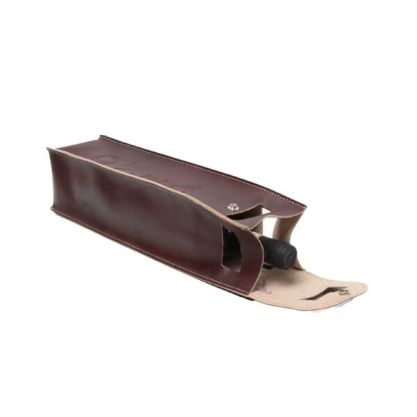 Porta Vino in Pelle. Marrone - immagine 2